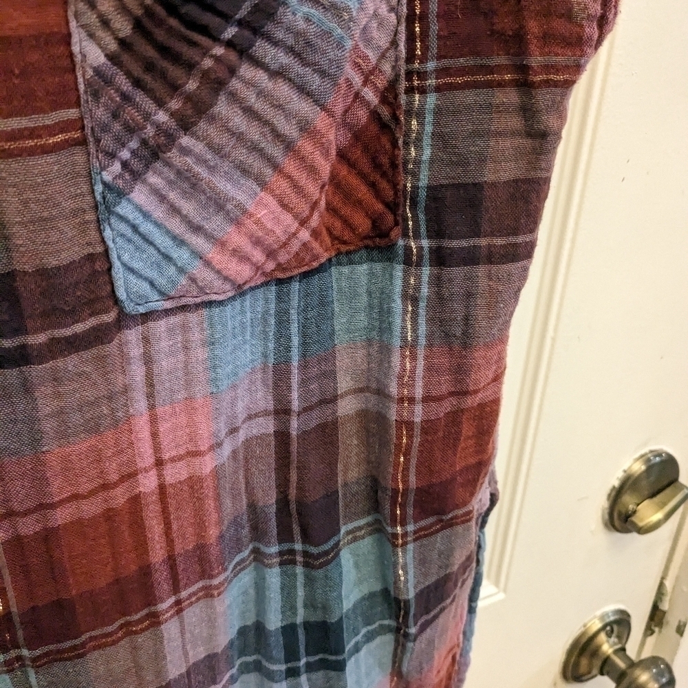 Anthropologie Akemi + Kin Cap Sleeve Plaid Tunic Top - Picture 7 of 9